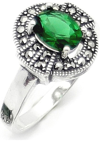 Gümüş 925 Ayar Kadın Yüzük Markazit ve Zirkon Taşlı