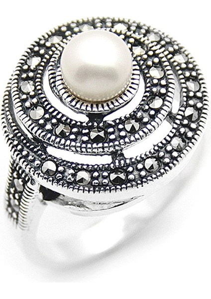 Gümüş 925 Ayar Kadın Yüzük Markazit Taşlı