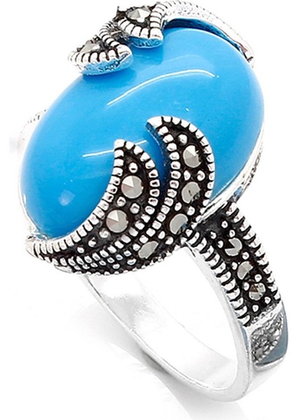 Gümüş 925 Ayar Kadın Yüzük Markazit Taşlı