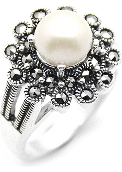 Gümüş 925 Ayar Kadın Yüzük Markazit Taşlı