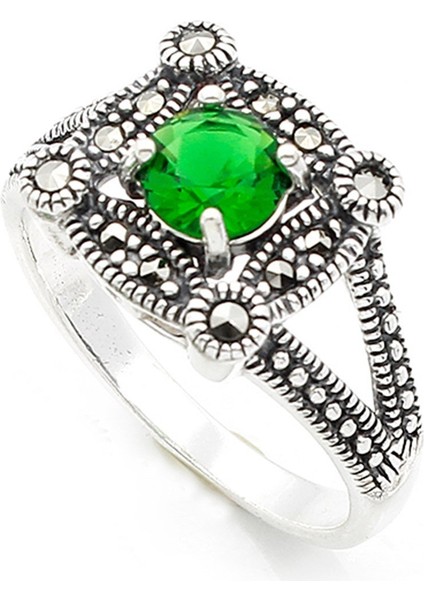 Gümüş 925 Ayar Kadın Yüzük Markazit Taşlı