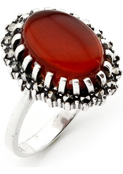 Gümüş 925 Ayar Kadın Yüzük Markazit Taşlı