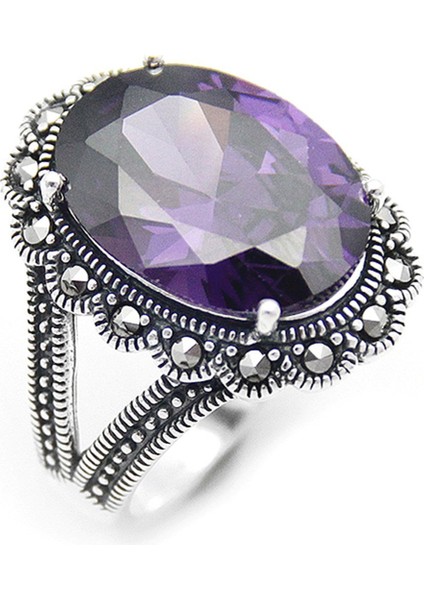 Gümüş 925 Ayar Kadın Yüzük Markazit Taşlı