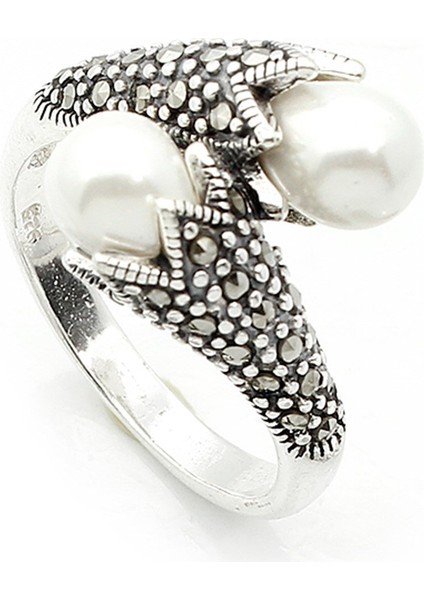 Gümüş 925 Ayar Kadın Yüzük Markazit Taşlı