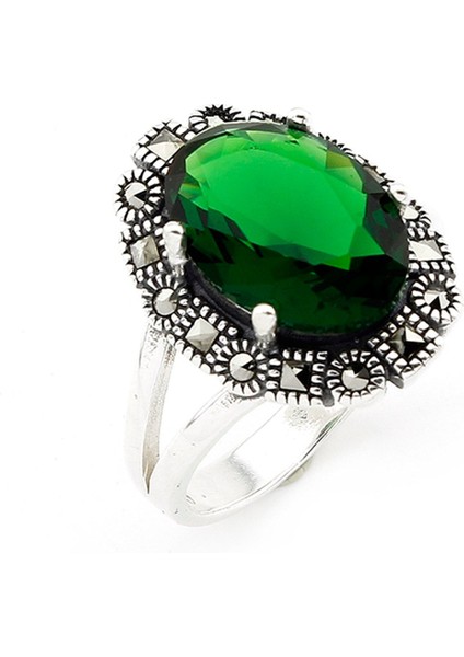 Gümüş 925 Ayar Kadın Yüzük Markazit Taşlı