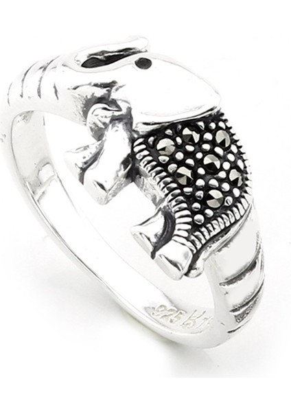 Gümüş 925 Ayar Kadın Fil Yüzük Markazit Taşlı