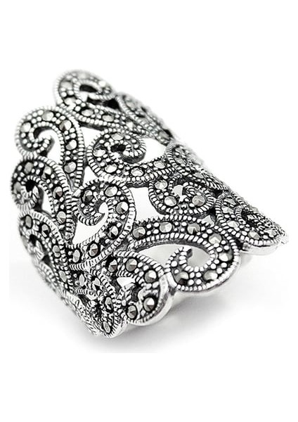 Gümüş 925 Ayar Kadın Yüzük Markazit Taşlı