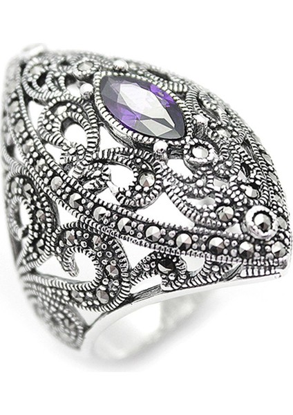 Gümüş 925 Ayar Kadın Yüzük Markazit Taşlı