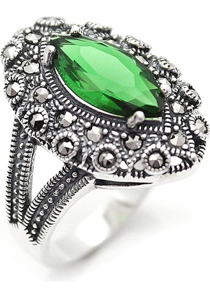 Gümüş 925 Ayar Kadın Yüzük Markazit Taşlı