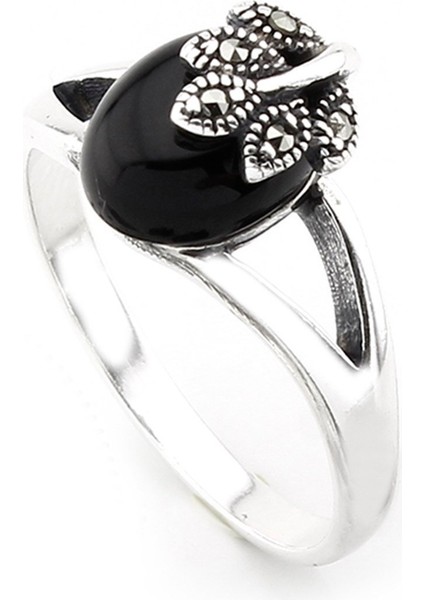 Gümüş 925 Ayar Kadın Yüzük Markazit Taşlı