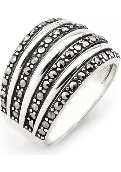 Gümüş 925 Ayar Kadın Yüzük Markazit Taşlı