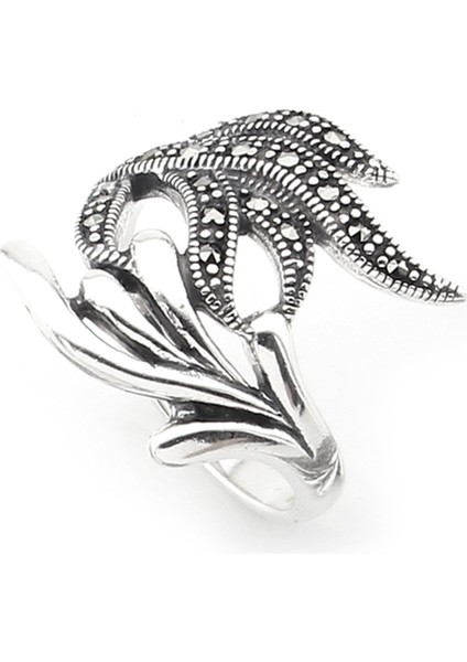 Gümüş 925 Ayar Kadın Yüzük Markazit Taşlı