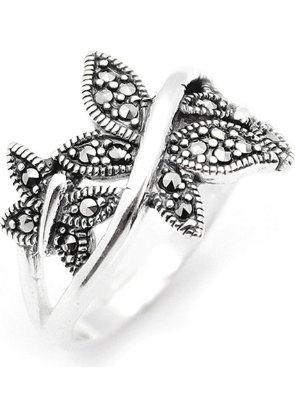 Gümüş 925 Ayar Kadın Yüzük Markazit Taşlı