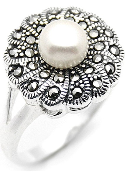 Gümüş 925 Ayar Kadın Yüzük Markazit Taşlı