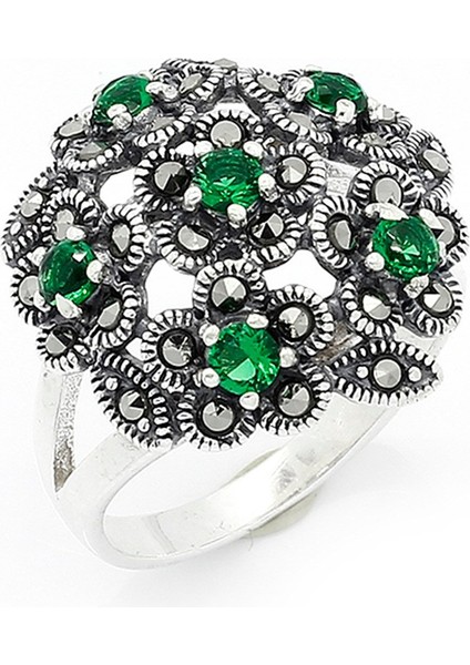 Gümüş 925 Ayar Kadın Yüzük Markazit Taşlı