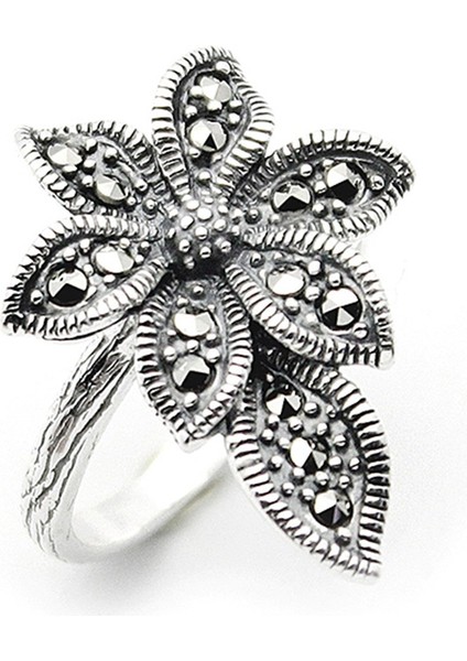 Gümüş 925 Ayar Kadın Yüzük Markazit Taşlı