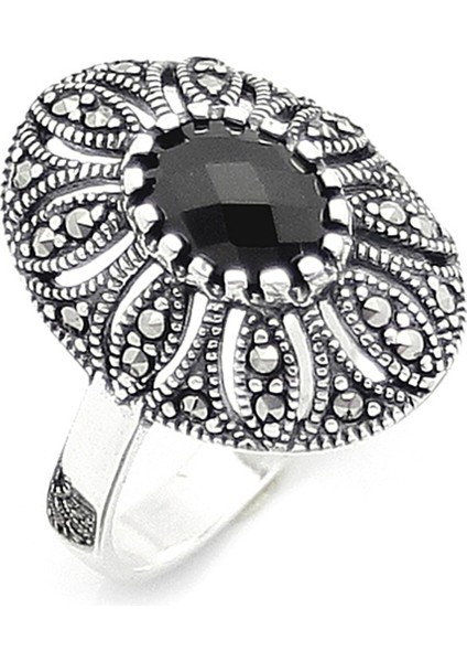 Gümüş 925 Ayar Kadın Yüzük Markazit Taşlı