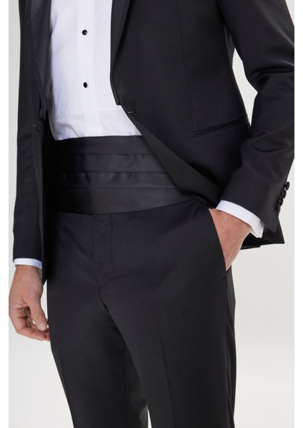 ALTINYILDIZ CLASSICS Erkek Siyah Slim Fit Dar Kesim Kırlangıç Yaka %100 Yünlü Klasik Smokin Takım