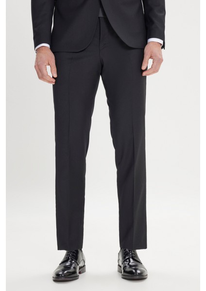 ALTINYILDIZ CLASSICS Erkek Siyah Slim Fit Dar Kesim Kırlangıç Yaka %100 Yünlü Klasik Smokin Takım