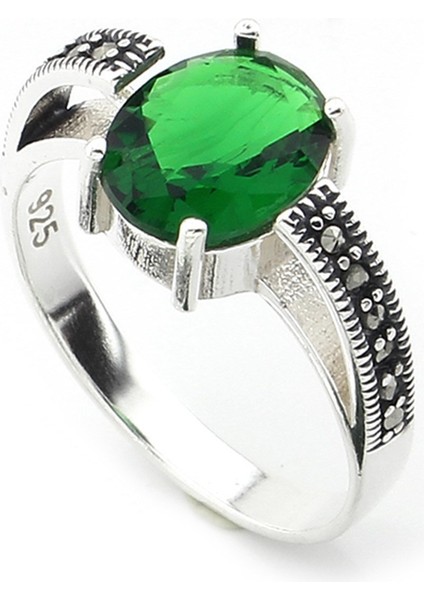 Gümüş 925 Ayar Kadın Yüzük Markazit Taşlı