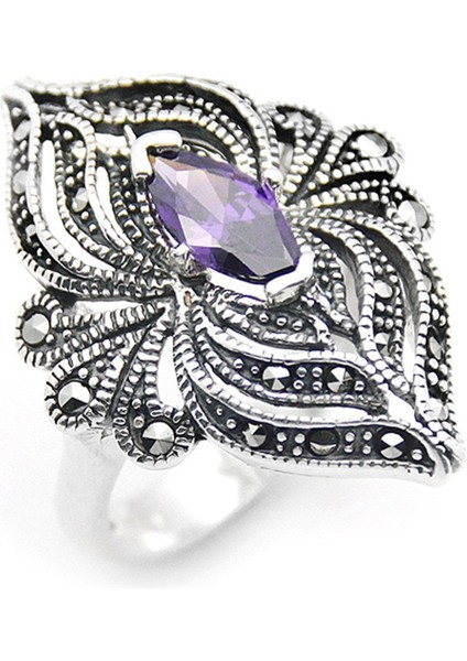 Gümüş 925 Ayar Kadın Yüzük Markazit Taşlı