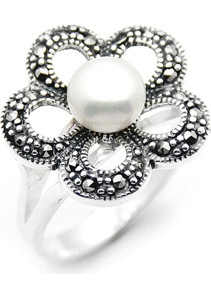 Gümüş 925 Ayar Kadın Yüzük Markazit Taşlı