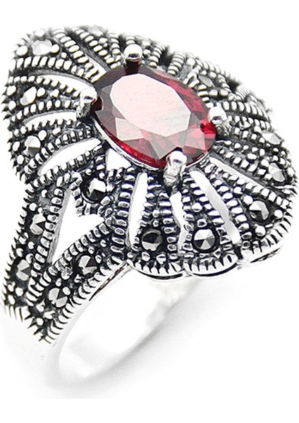 Gümüş 925 Ayar Kadın Yüzük Markazit Taşlı