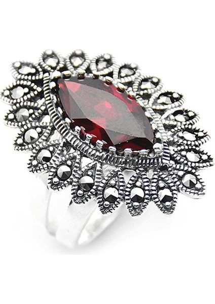 Gümüş 925 Ayar Kadın Yüzük Markazit Taşlı