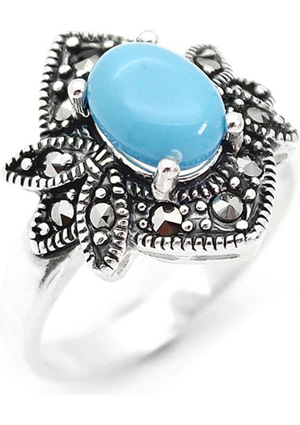 Gümüş 925 Ayar Kadın Yüzük Markazit Taşlı