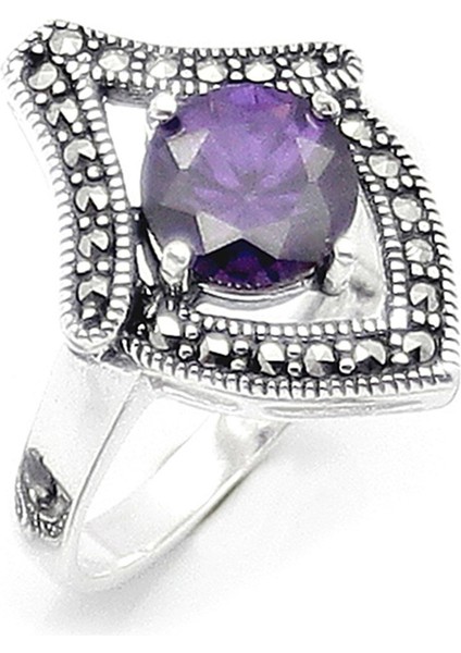 Gümüş 925 Ayar Kadın Yüzük Markazit Taşlı