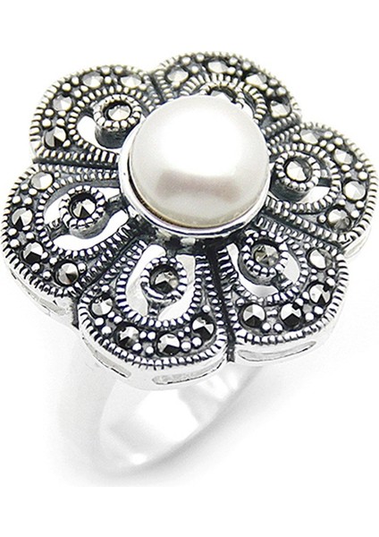 Gümüş 925 Ayar Kadın Yüzük Markazit Taşlı