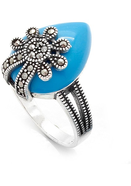 Gümüş 925 Ayar Kadın Yüzük Markazit Taşlı