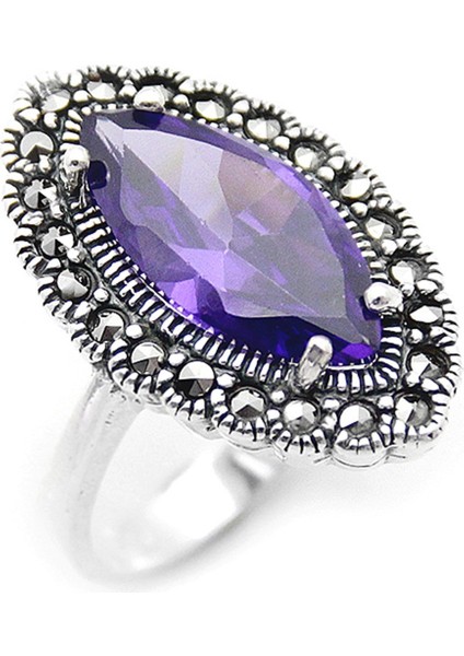 Gümüş 925 Ayar Kadın Yüzük Markazit Taşlı