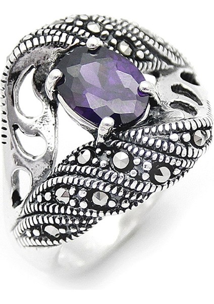 Gümüş 925 Ayar Kadın Yüzük Markazit Taşlı