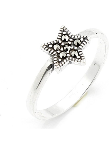 Gümüş 925 Ayar Kadın Yıldız Yüzük Markazit Taşlı