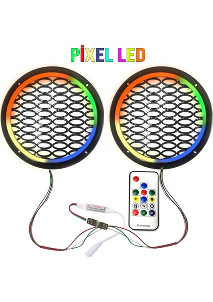 Pixel Ledli 20CM Hoparlör Kapak 2ADET Poke PK-5650
