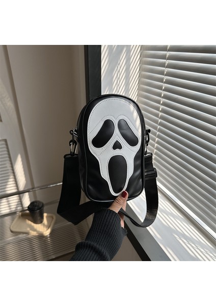 Y2K Vintage Omuzdan Askili Çanta Cadılar Bayramı Komik Güzel Şeytan Hayalet Çanta Bayan Çanta Deri Zip Çanta Pu Çanta Kadın Crossbody Çanta (Yurt Dışından)