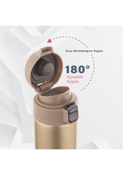 LNT7296 Sızdırmaz Kilitli Vakumlu Çıft Katmanlı Travel Mug Çelik Termos 520 ml Gold 10 Saat Sıcak / 18 Saat Soğuk modelleri