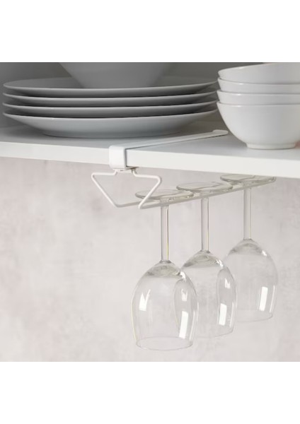 Teknotrust IKEA Palycke IKEA 29 cm çelik Rafa Takılabilen Kadeh Tutucu Raf Askısı Çelik Beyaz Şarap Kadehi Askısı