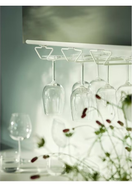 Teknotrust IKEA Palycke IKEA 29 cm çelik Rafa Takılabilen Kadeh Tutucu Raf Askısı Çelik Beyaz Şarap Kadehi Askısı modelleri