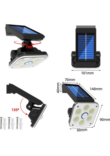 Buyfun LED Güneş Işığı Insan Vücudu Sensörü Dönen Sokak Lambası (Yurt Dışından)