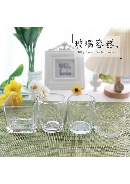 WS4169-G2 Stili Cam El Yapımı Diy Aromaterapi Mumlar Kare Yuvarlak Bardak Dekoratif Mum Fincan Konteyner Şamdan Kavanoz Mumlar Için M (Yurt Dışından)