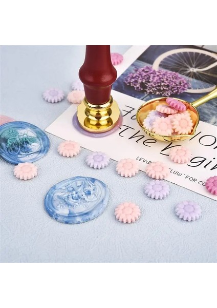 100 Adet-Y Tarzı Retro Sızdırmazlık Balmumu Boncuk Torbalı Ayçiçeği Mühür Mumu Damga Boncuk Dıy Scrapbooking Kartları Parti Davetiyesi El Sanatları Dekorasyon (Yurt Dışından)