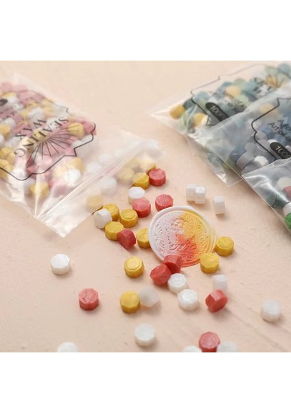 No.21 Stili Özel Mühür Için 100 Tane Küçük Torba Sekizgen Balmumu Parçacıkları 35G Renkli Karışık Renkli Mühür Zarf Mum Yapımı (Yurt Dışından) modelleri