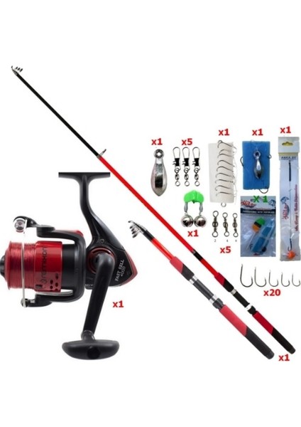 Remixon Fast Sell 4000 Kırmızı Makine & 240 cm Olta Kamışı Seti