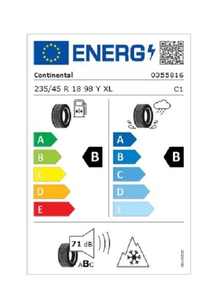 235/45 R18 98Y Xl All Season Contact 2 Oto Dört Mevsim Lastiği (Üretim Yılı: 2024)