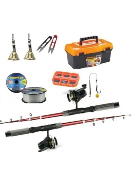 2 Adet Kamış 2 Adet Makine Olta Seti Mini Makine 2,40 Kamış