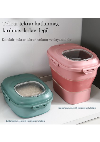 Büyük Kapasiteli Katlanabilir Evcil Kedi Maması Saklama Kovası (Yurt Dışından)