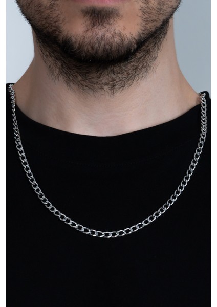 Gemici Erkek Çelik Zincir Kolye Ince 4mm eck06