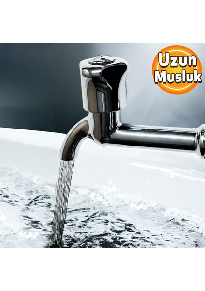Uzun Musluk Süzgeçli Tuvalet Bahçe Lavabo Musluğu Ara Musluk